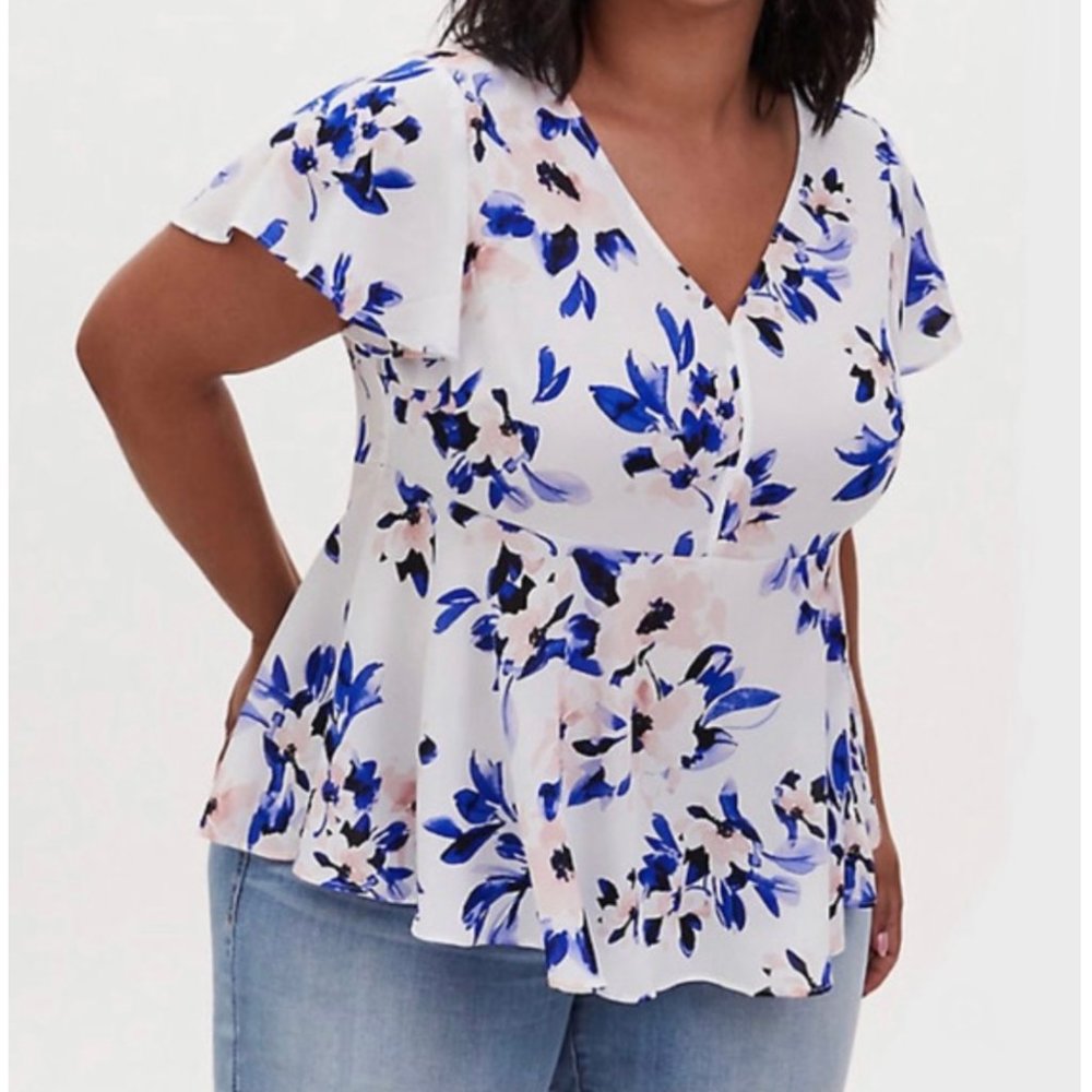 TORRID Floral Georgette Peplum Blouse
